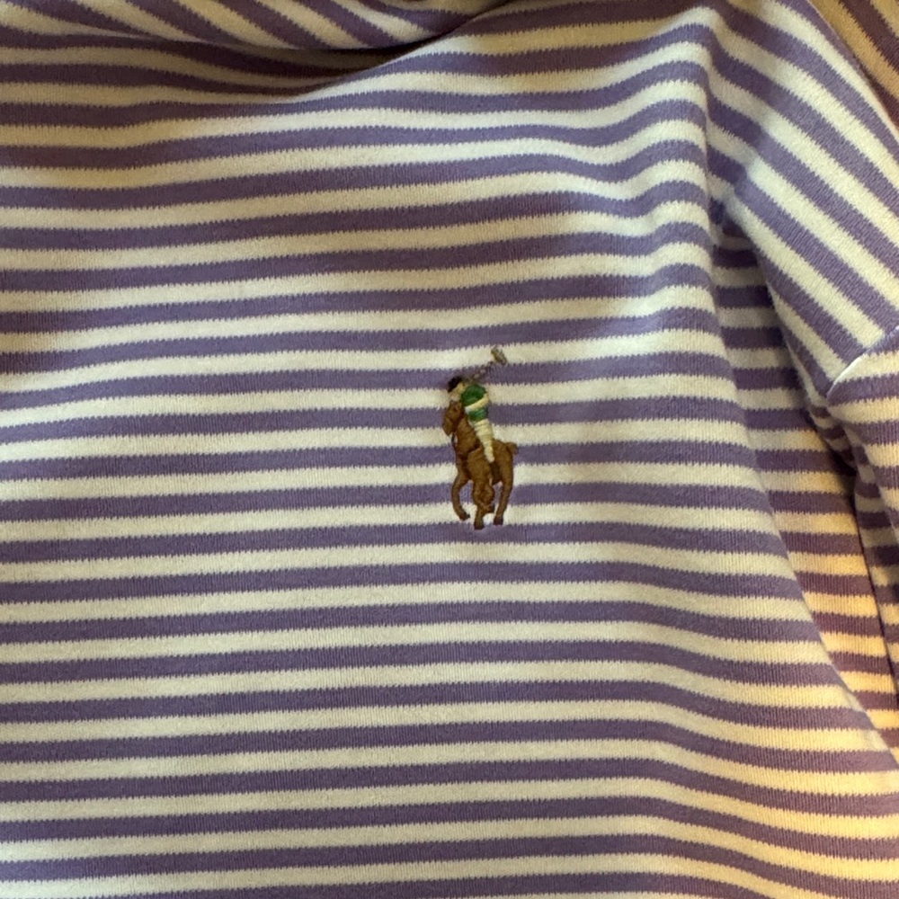 Polo by Ralph Lauren Men's Purple and White Striped Polo - Picture 4 of 4